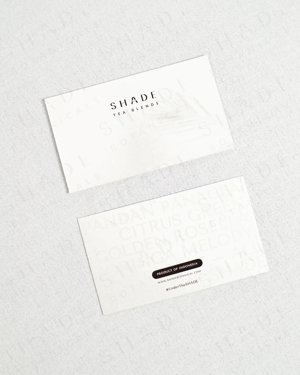 Shade Botanicals custom greeting cards Tiny Prints design arranged diagonally