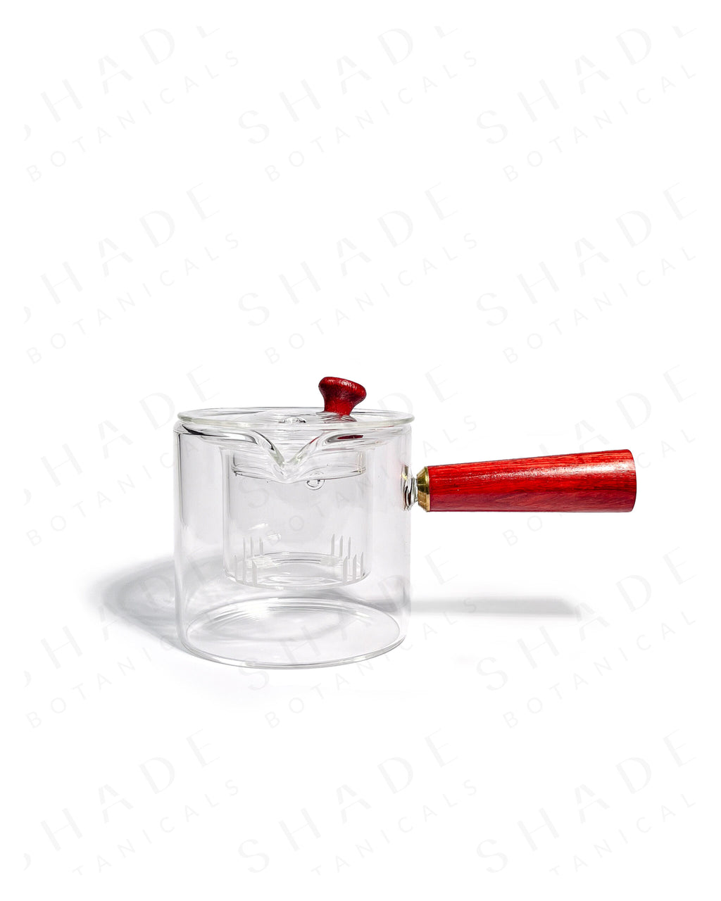 Shade Botanicals big tea pot front view with lid and parts opened