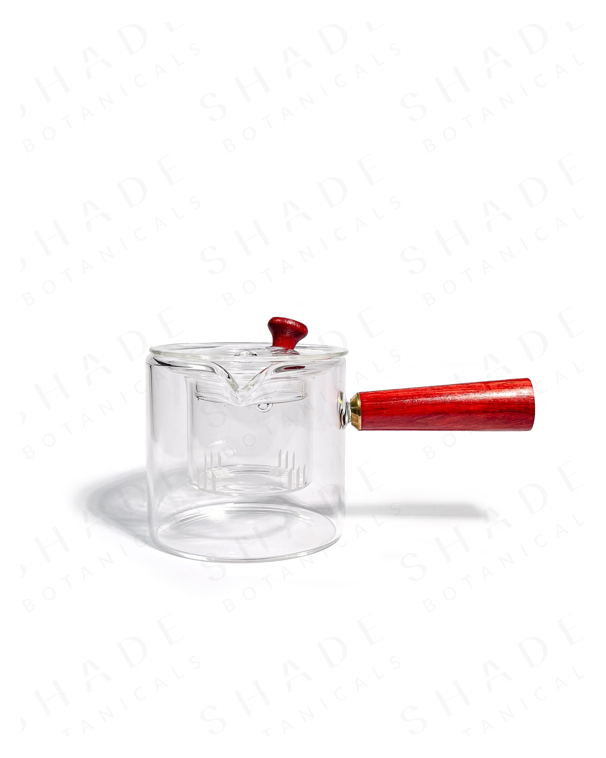 Shade Botanicals big tea pot front view with lid and parts opened