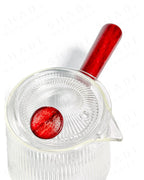 Shade Botanicals red handle serrated teapot close up view