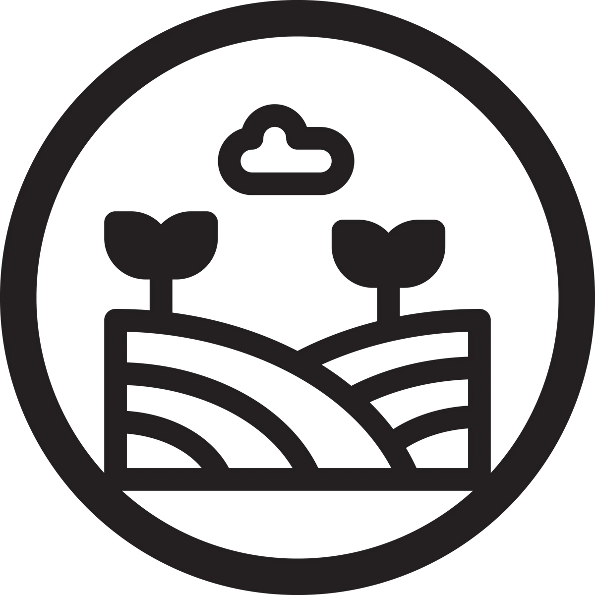 Black icon of two plants and a cloud on a white background