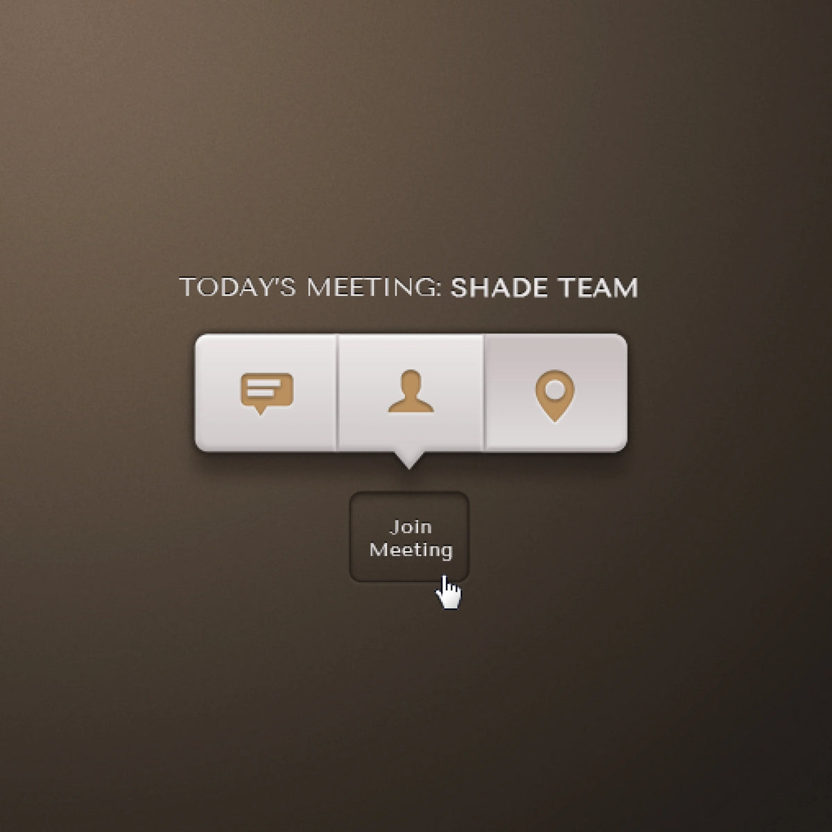 Meeting join interface with icons and text on a brown background