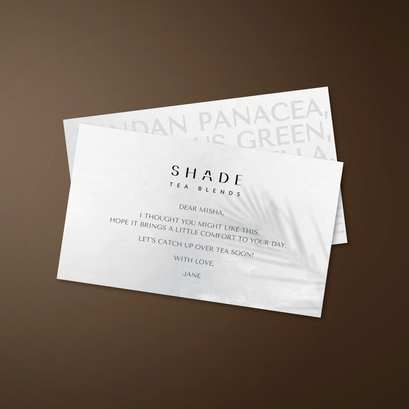 Shade Botanicals custom greeting card Tiny Prints design front view