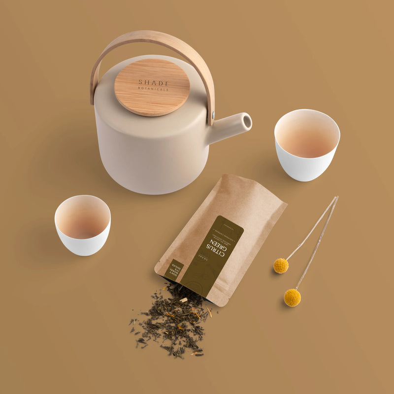 Shade Botanicals teapot set top view