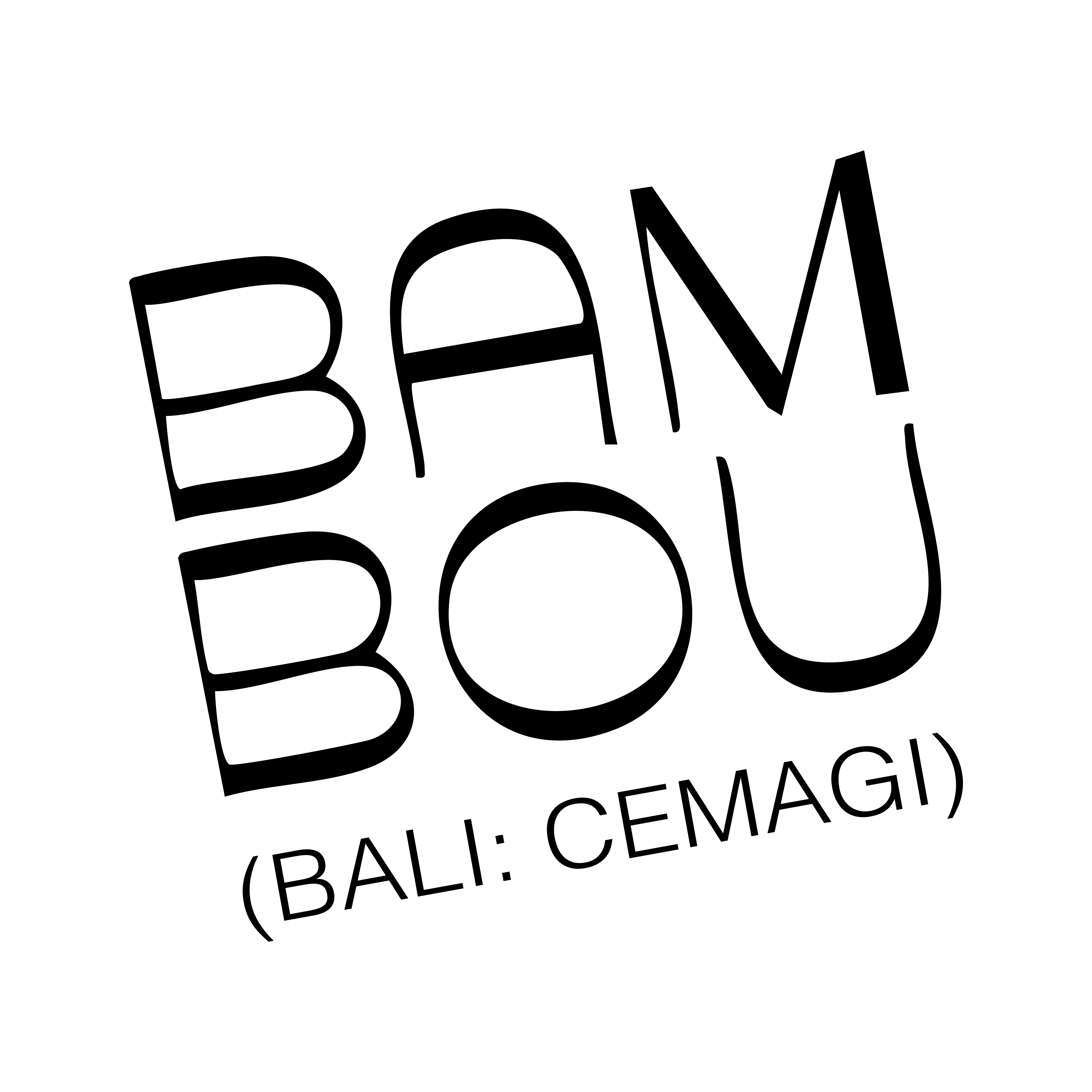 Black 'BAMBOU' logo with '(BALI: CEMAGI)' text on a white background