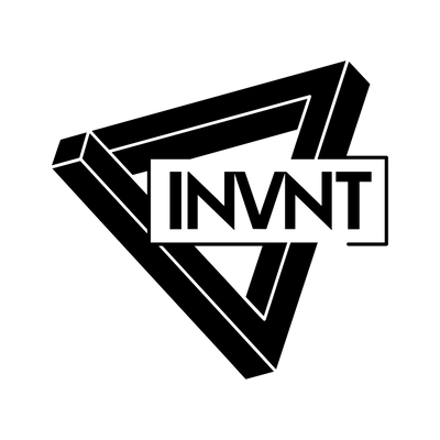 Black geometric logo with 'INVNT' text on a white background
