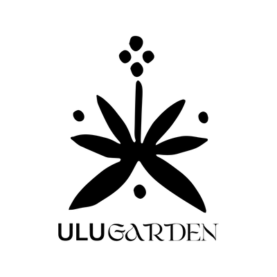 Black floral logo with 'ULUGARDEN' text on a white background