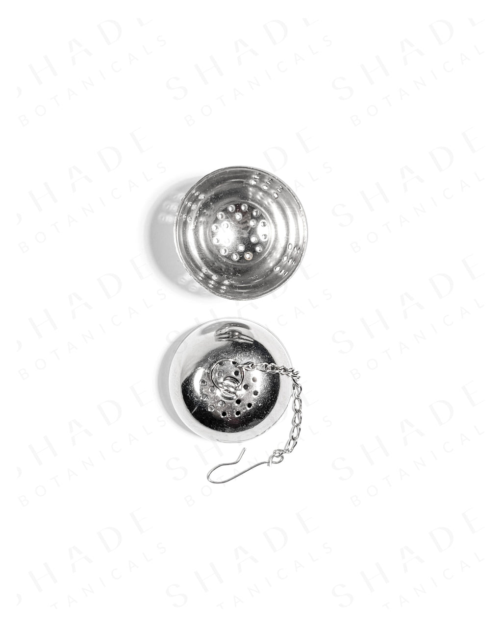 Shade Botanicals stainless steel Steel Brew Pod tea strainer bottom view with parts opened 