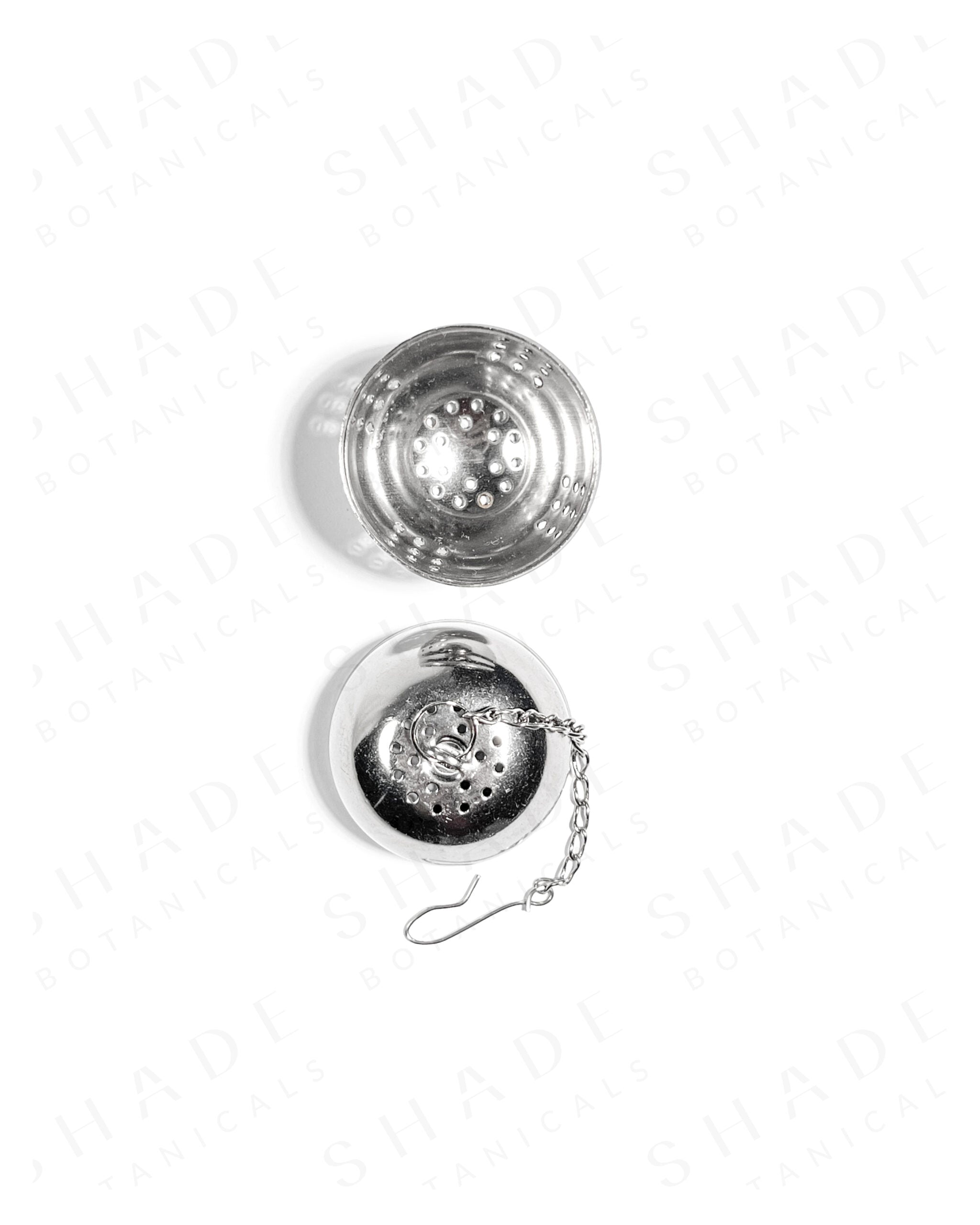 Shade Botanicals stainless steel Steel Brew Pod tea strainer bottom view with parts opened 
