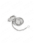 Shade Botanicals stainless steel Steel Brew Sphere tea strainer top view with parts opened