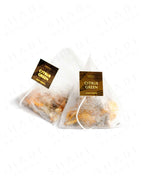 Shade Botanicals Citrus Green loose leaf tea inside a small tea pack