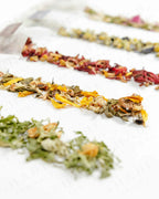 Shade Botanicals Citrus Green loose leaf tea arranged neatly on a white background