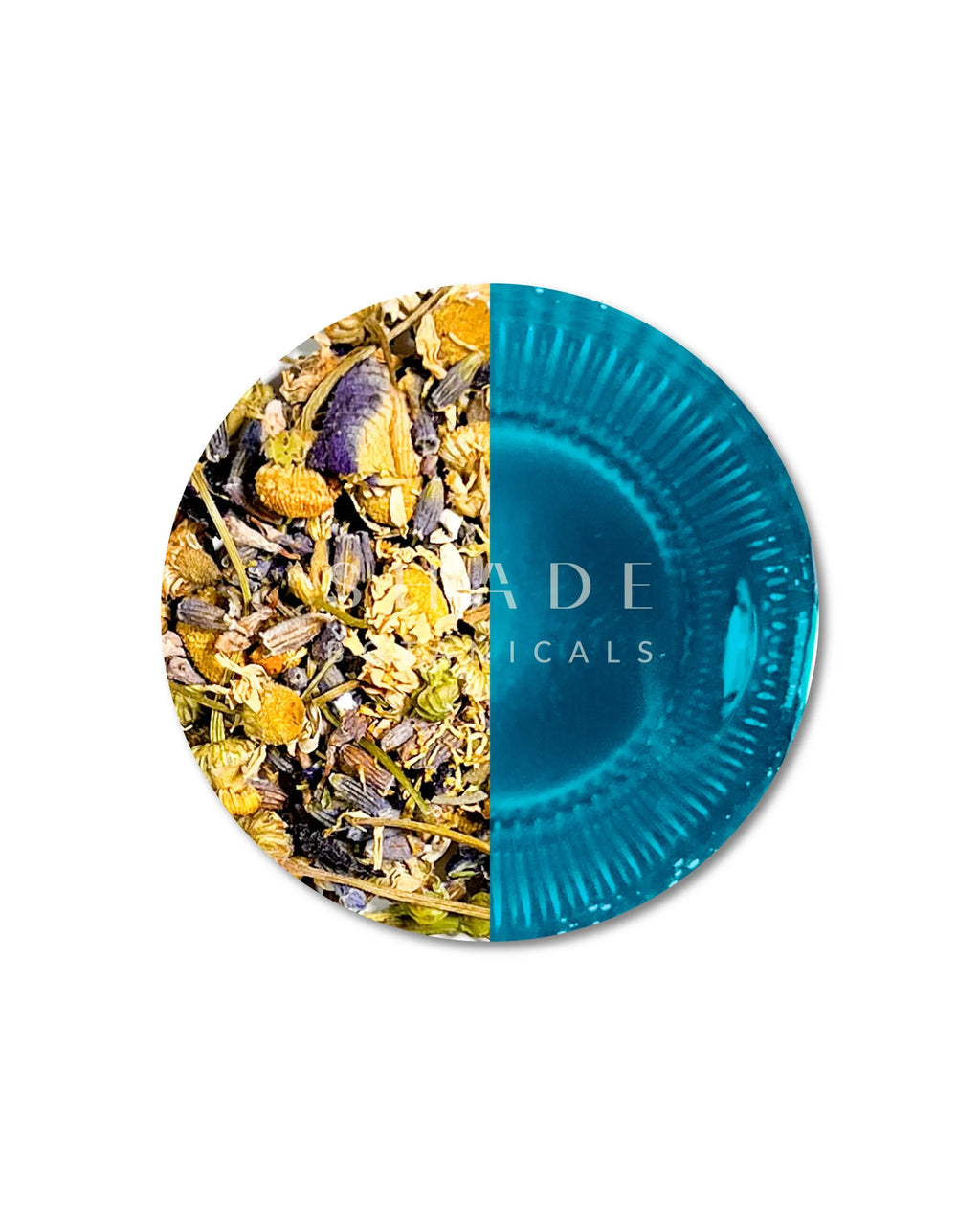 Top view of Shade Botanicals Blue Dream travel pack with vibrant blue tea blend color