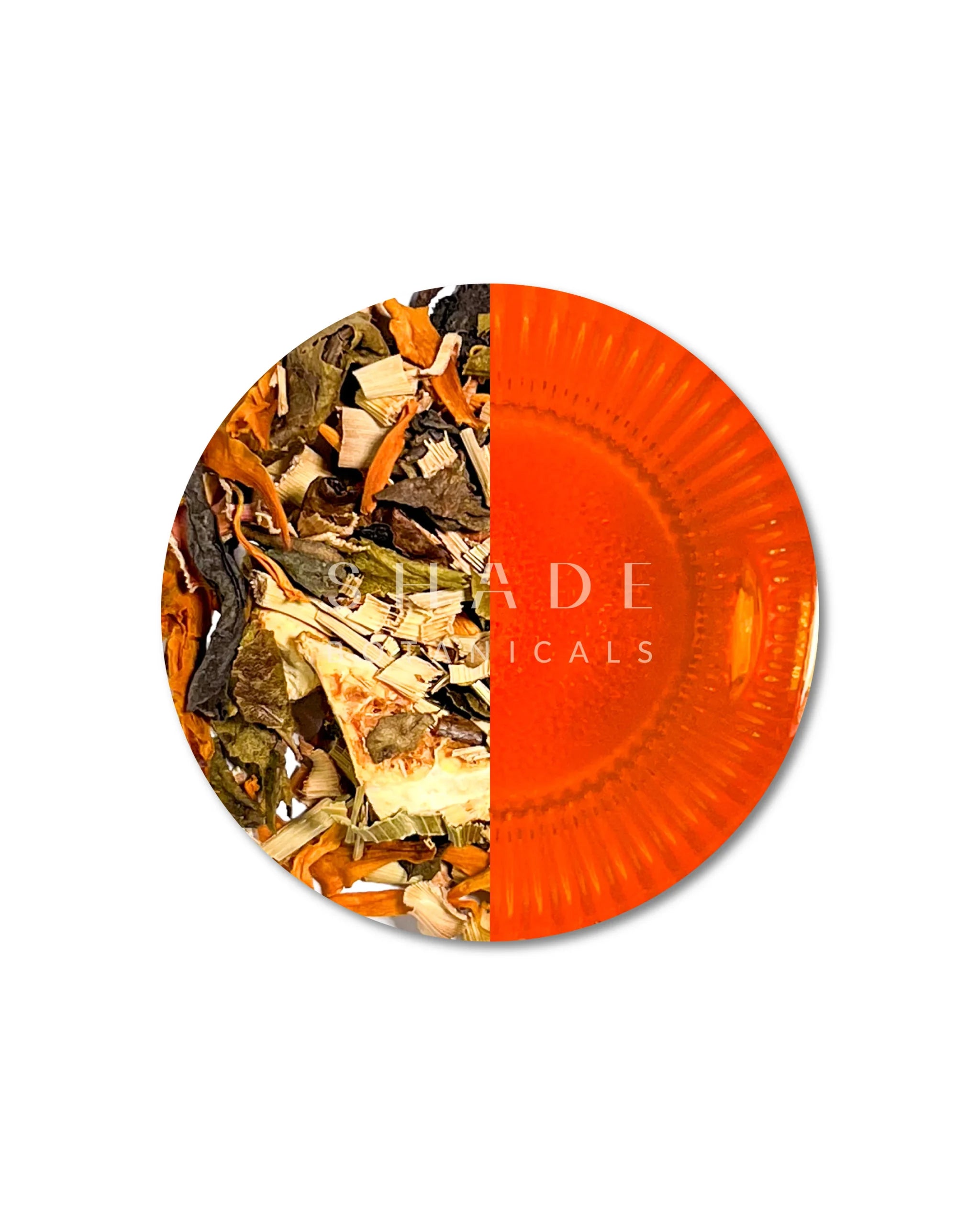 Top view of Shade Botanicals Citrus Green travel pack with fresh green tea blend color